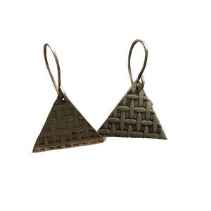 Golden Brass Triangle Earrings, Handmade, NEW, 1.5”